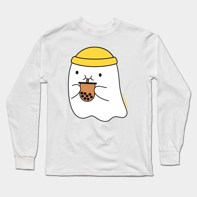 Bubble Tea Ghost Long Sleeve T-Shirt by Made by Chanamon